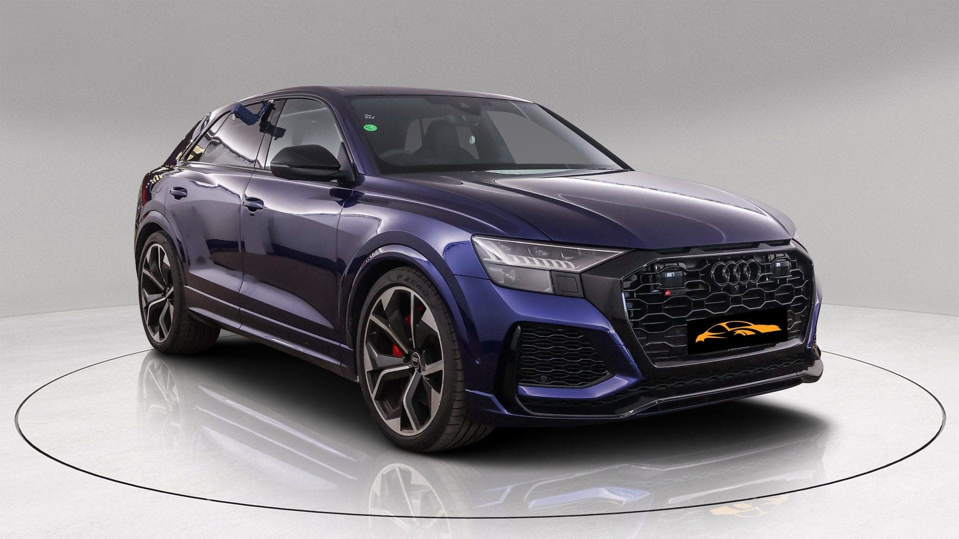 Audi RS Q8 Vorsprung in blue — front three-quarter view